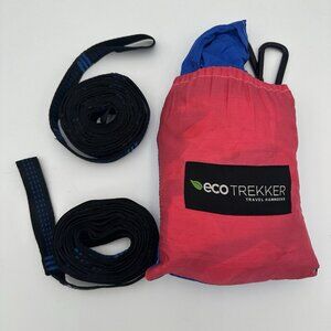 ECO Trekker Pink Blue Travel Hammock With 2 Straps & 2 Carabiners 300lb Limit